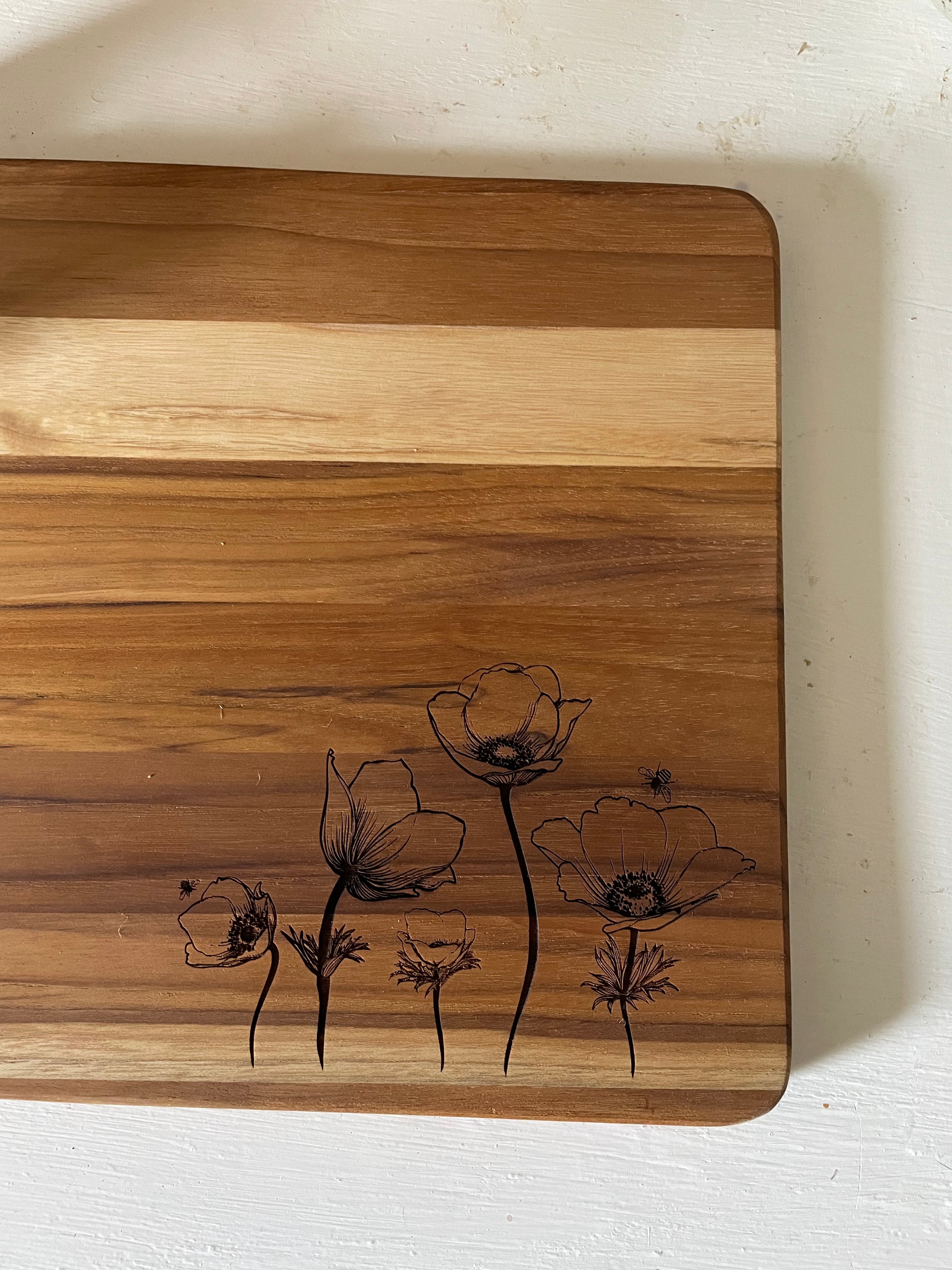 Flower & Bee Cutting Board